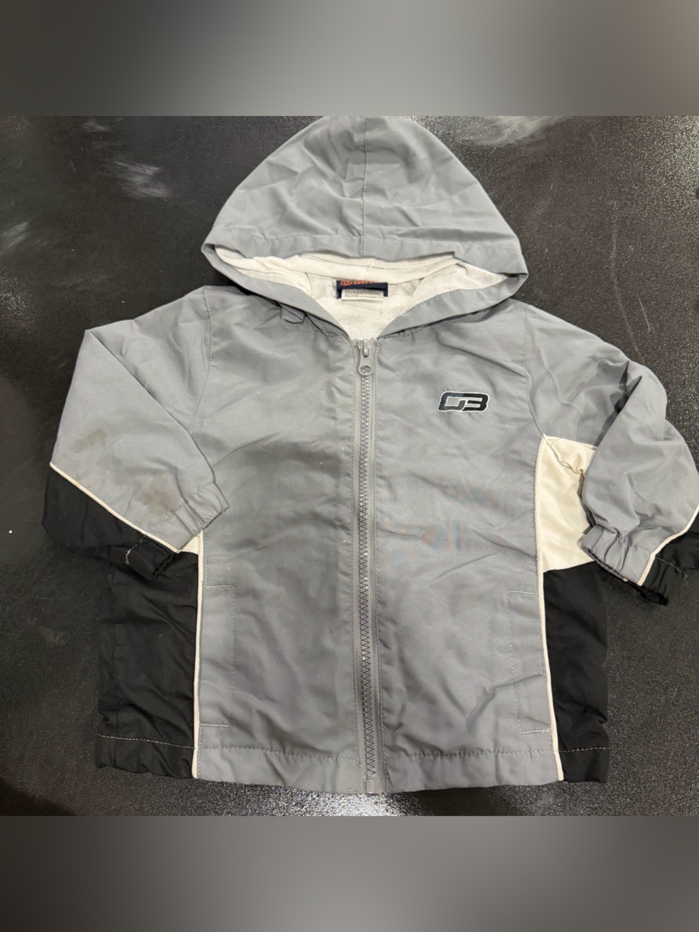 Kids Lightweight Hooded Jacket in Gray and Black